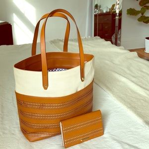 Stella & Dot Hudson Tote and Soho Wallet / Saddle